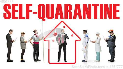 Image of Collage made with different professions - keep quarantine if you feel sick