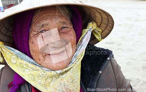Image of HOI AN - FEBRUARY 22: Portrait of an elderly Vietnamese woman Fe