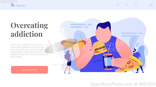 Image of Overeating addiction concept landing page.