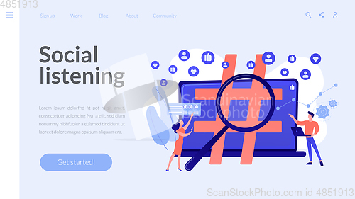 Image of Social network monitoring concept landing page