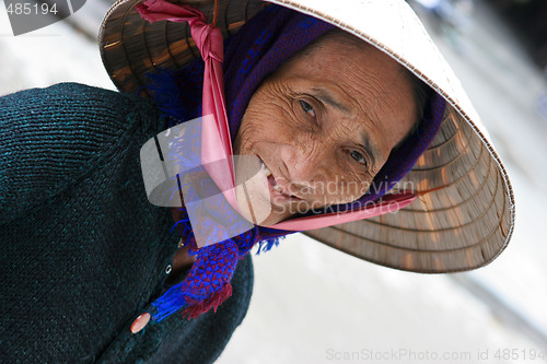 Image of HOI AN - FEBRUARY 22: Portrait of an elderly Vietnamese woman Fe