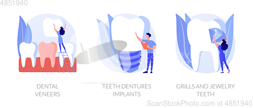 Image of Dental prosthetics vector concept metaphors.