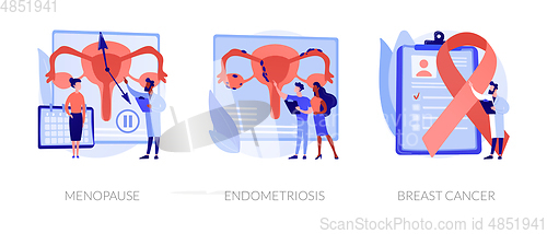 Image of Female health issues vector concept metaphors.