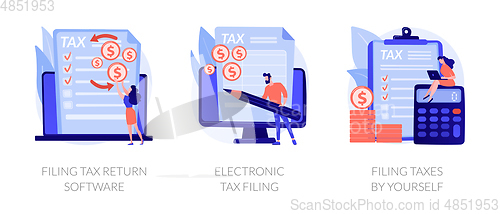 Image of Filing tax return software vector concept metaphors.