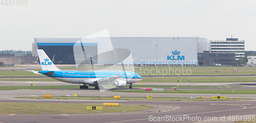 Image of SCHIPHOL, AMSTERDAM, JUNE 29, 2017: View of a KLM plane at Schip