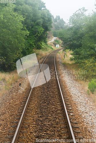 Image of Railroad track, train point of view