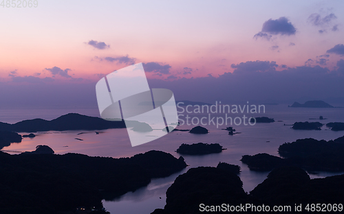 Image of Kujuku Islands at sunset