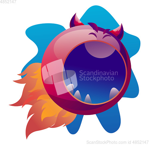 Image of Angry purple cartoon monster vector illustartion on white backgr