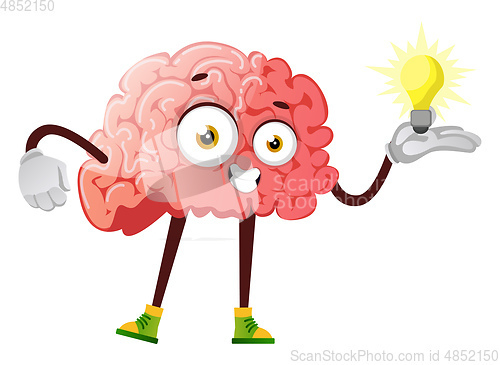 Image of Brain has a great idea, illustration, vector on white background