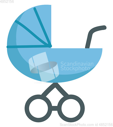 Image of A blue-colored toy pram vector or color illustration