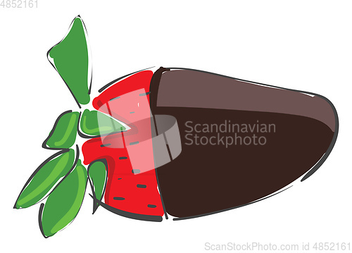 Image of Strawberry with chocolate vector or color illustration