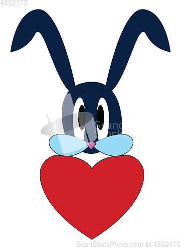 Image of Blue rabbit wiith a big red heart vector illustration on white b