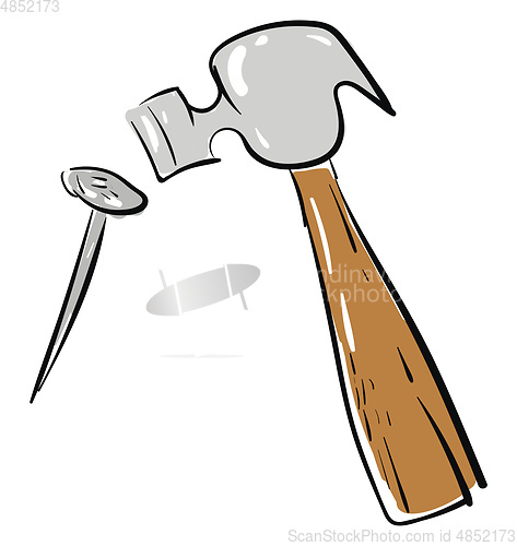 Image of Rail road spike and hammer illustration vector on white backgrou