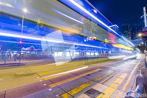 Image of Hong Kong with traffic trail at night