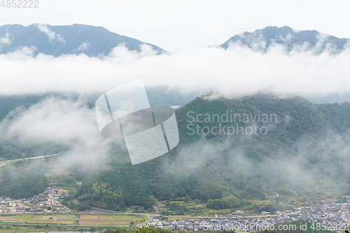 Image of Sea of cloud in the mountain and village