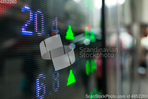 Image of Stock market prices display at street