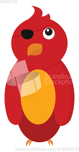 Image of A cute little red-colored pirate\'s parrot with an eye patch vect