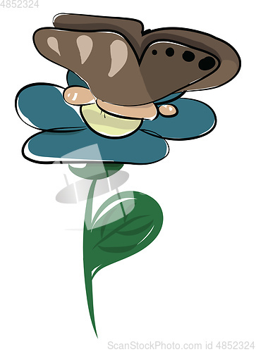 Image of Painting of a butterfly sitting on a beautiful flower vector col
