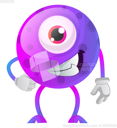 Image of Chill out purple monster with one eye illustration vector on whi
