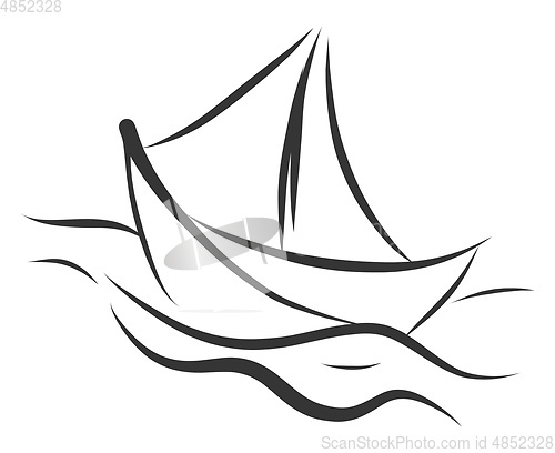 Image of Simple black and white tattoo sketch of a ship  vector illustrat