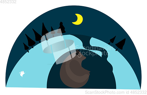 Image of Clipart of the back pose of a brown bear in a den vector or colo