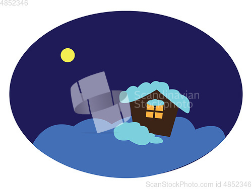 Image of A house during winter vector or color illustration