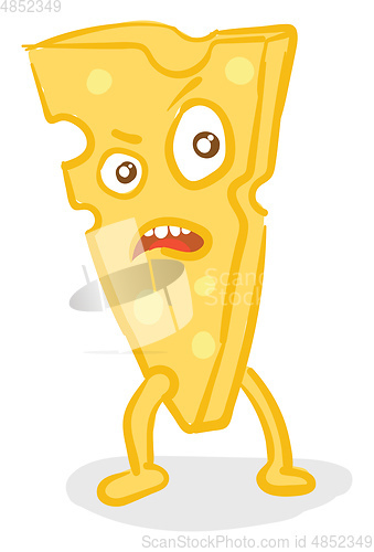 Image of A triangular piece of angry cheese standing upright vector or co