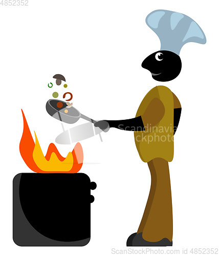 Image of Portrait of a chef cooking  vector or color illustration