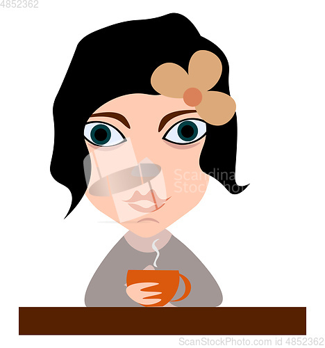 Image of Girl drinking coffee vector illustration 