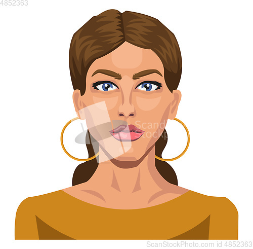 Image of Brunette with blue eyes illustration vector on white background