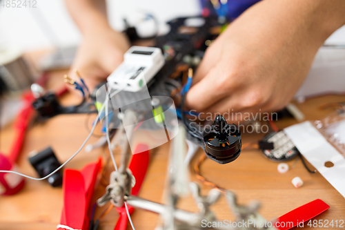 Image of Installation of flying drone at home