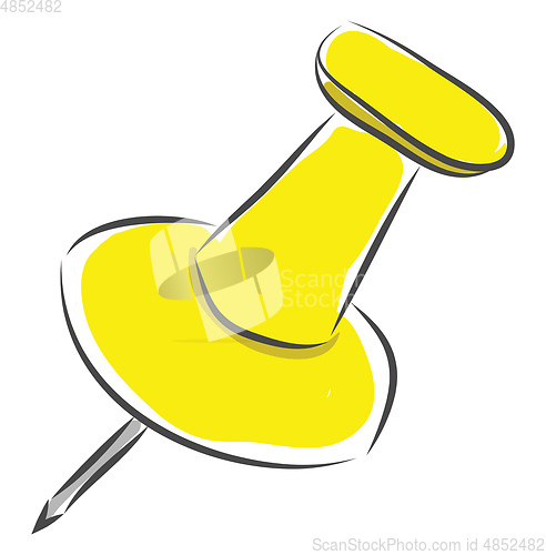 Image of Yellow-colored notice board push pin vector or color illustratio