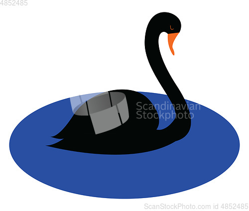 Image of Simple cartoon black swan vector illustration on white backgroun