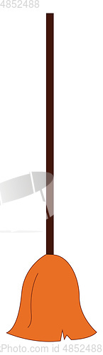 Image of Cartoon broom with a bundle of brown-colored bristles attached t