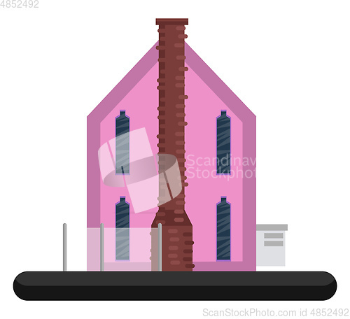 Image of Cartoon pink building vector illustration on white background