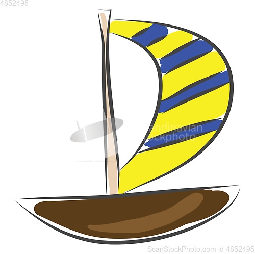 Image of Sailing boat sketch illustration color vector on white backgroun