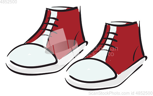 Image of Clipart of a pair of red-kids shoes vector or color illustration