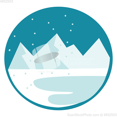 Image of Clipart of a white snow-covered mountain range vector color draw