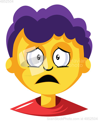 Image of Young boy with purple hair is depressed illustration vector on w