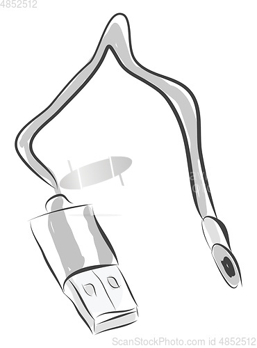Image of USB drive with a cable illustration color vector on white backgr