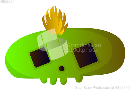 Image of Big green cartoon skull vector illustartion on white background