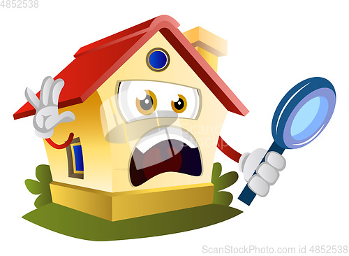 Image of House is looking trought magnifying glass, illustration, vector 