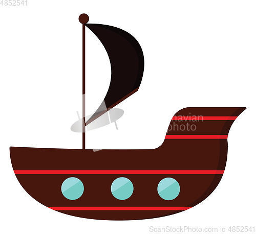 Image of Clipart of a pirate\'s ship and a black flag hoisted vector or co