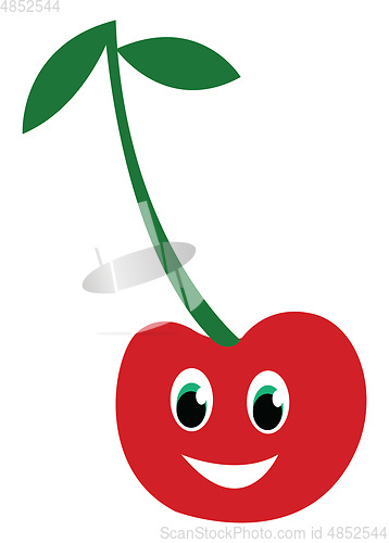 Image of A red cherry fruit vector or color illustration