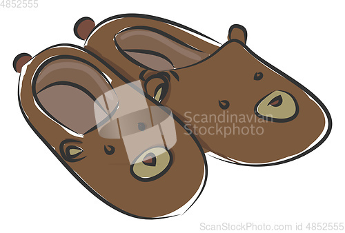 Image of Fluffy bear slippers illustration color vector on white backgrou