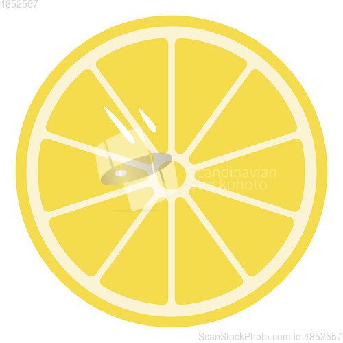 Image of Cartoon sliced yellow lemon vector or color illustration