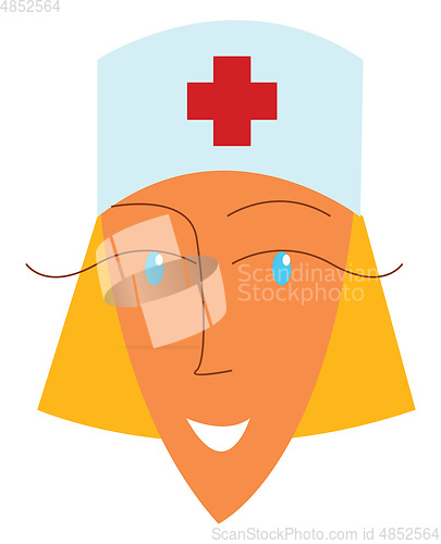 Image of A beautiful woman wearing a white nurse cap vector color drawing