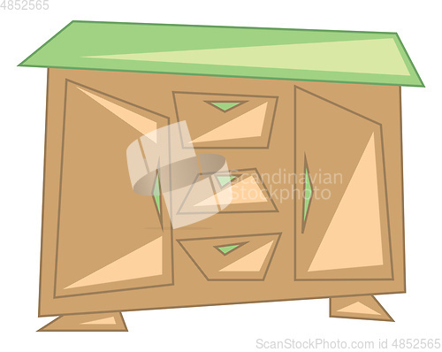 Image of Clipart of a sideboard a beautiful wooden shelf vector color dra