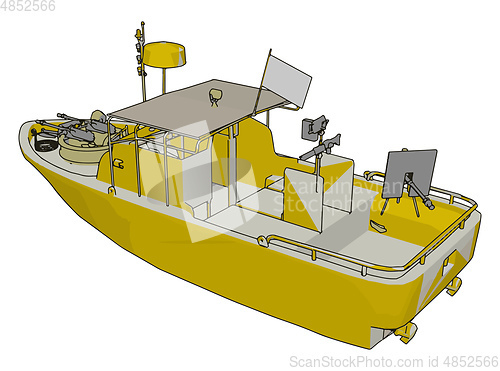 Image of 3D vector illustration on white background  of a military coast 