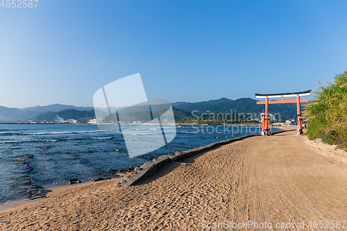 Image of Red torii in Aoshima Shrine of Japan